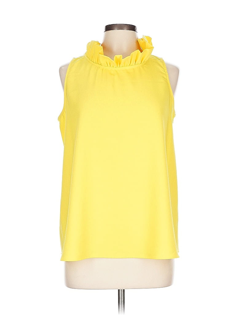 Crown & Ivy 100% Polyester Yellow Sleeveless Blouse Size L - photo 1