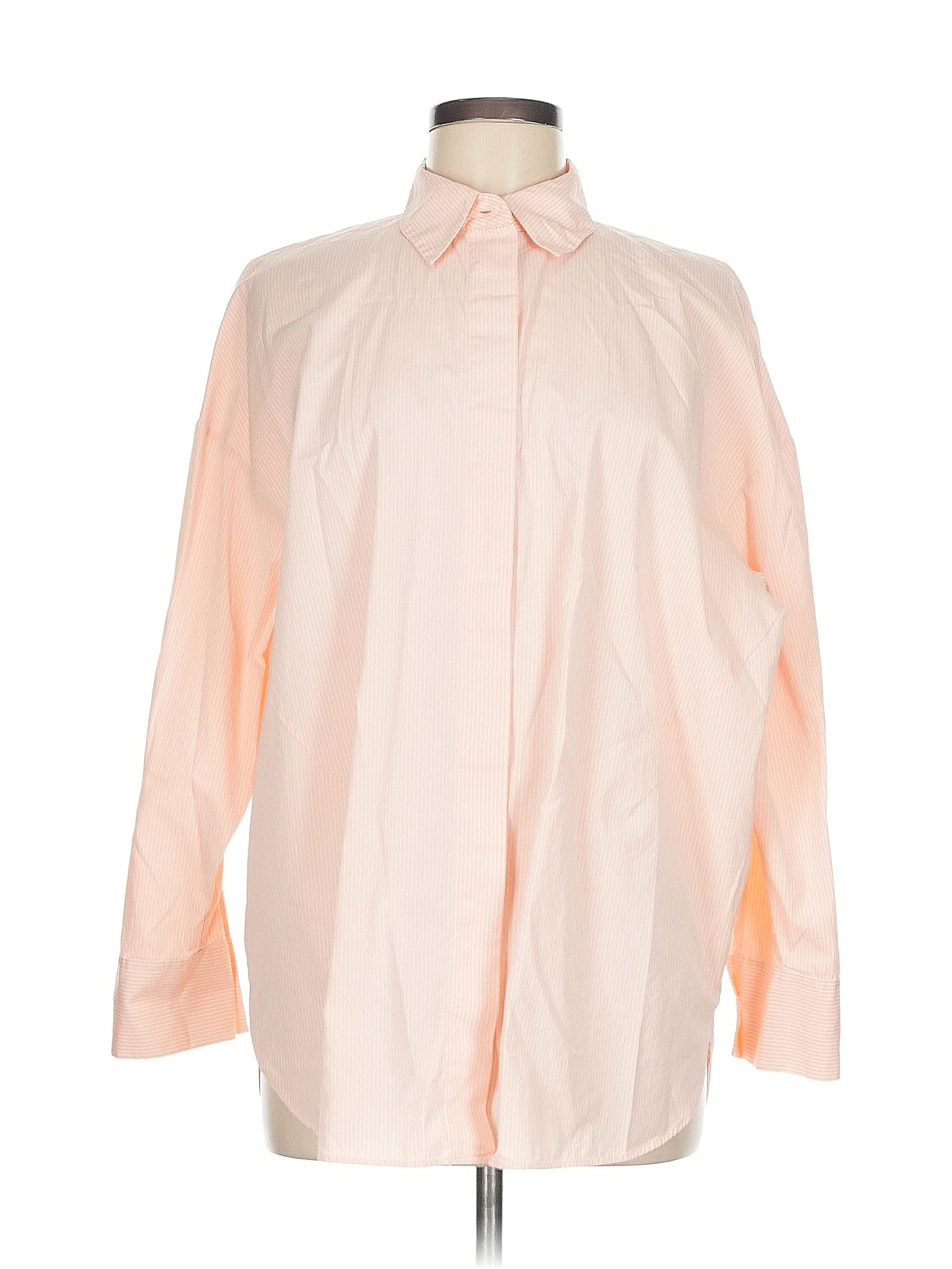 Cos 100% Cotton Color Block Pink 3/4 Sleeve Button-Down Shirt Size 6