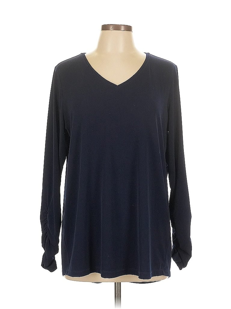Pre-owned Susan Graver Long Sleeve T-shirt In Blue