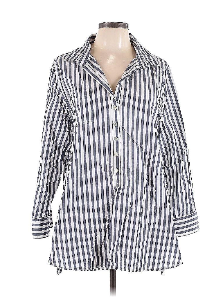 Pre-owned Inae Collection Long Sleeve Button Down Shirt In Blue