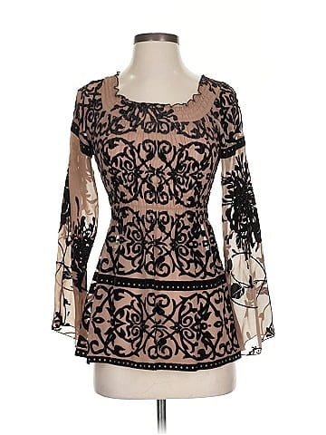 Hale Bob Long Sleeve Silk Top (view 1)