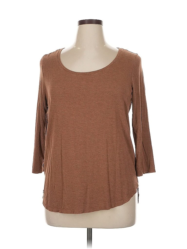 Pre-owned Tahari 3/4 Sleeve T-shirt In Brown