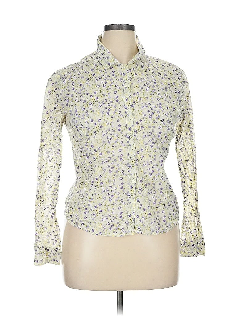 Pre-owned Li.lu Long Sleeve Blouse In White
