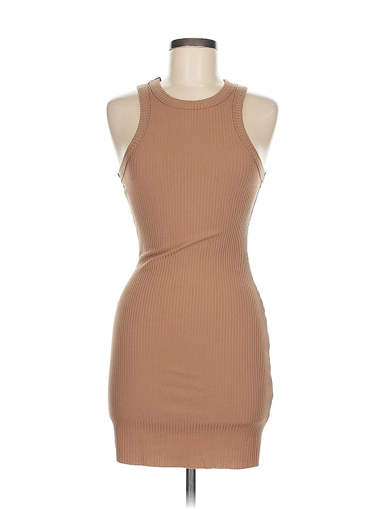 12th Tribe Solid Tan Casual Dress Size M - photo 1