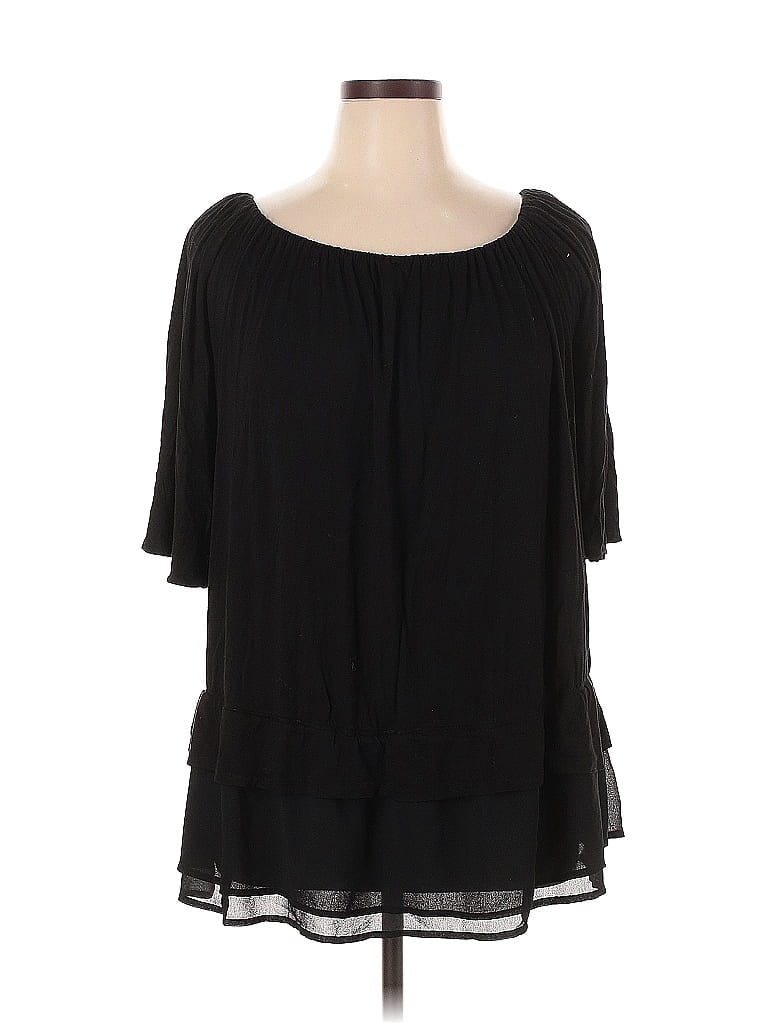 Pre-owned Cielo Short Sleeve Blouse In Black