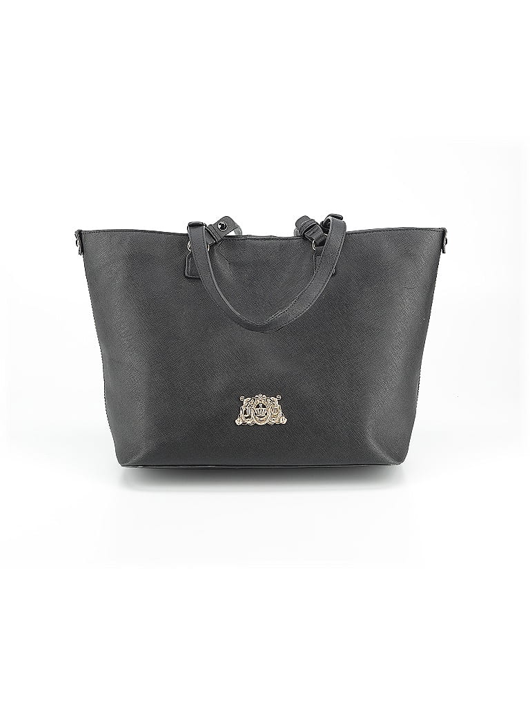 Juicy Couture 100% Leather Solid Gray Black Leather Tote One size - photo 1