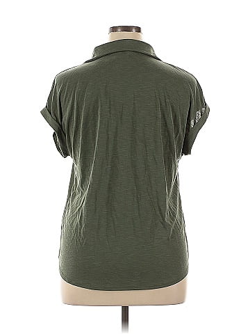 Green Envelope Short Sleeve Button-Down Shirt (view 2)