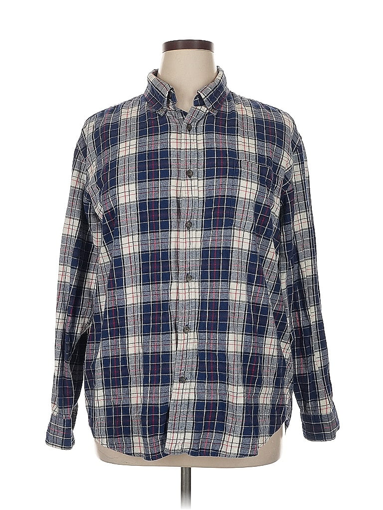 Pre-owned St. John's Bay Long Sleeve Button Down Shirt In Blue