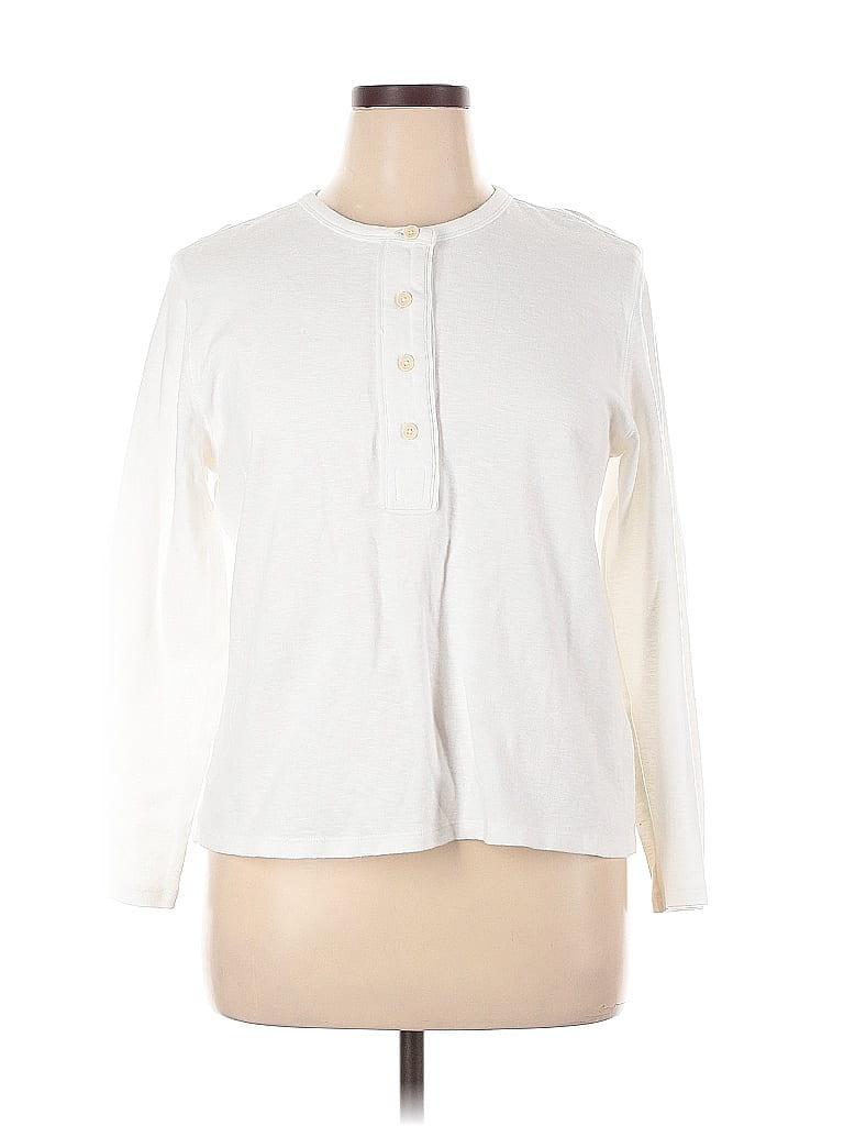 Pre-owned Banana Republic Factory Store Long Sleeve T-shirt In White