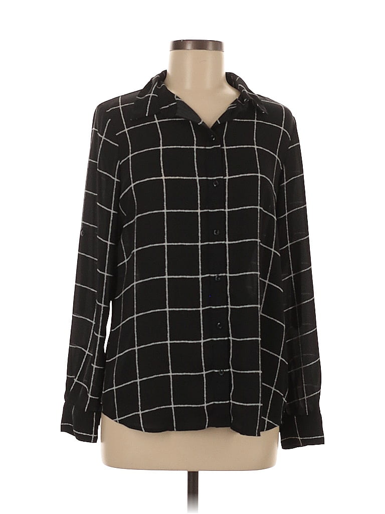 Pre-owned Apt. 9 Long Sleeve Blouse In Black