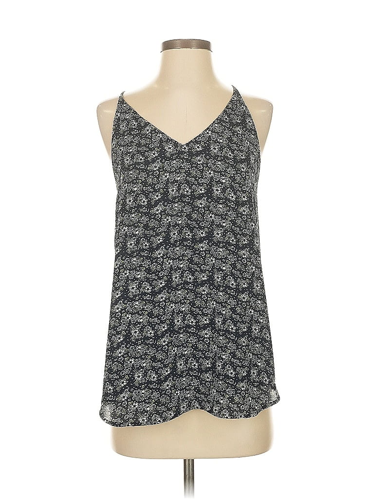 Pre-owned Ann Taylor Loft Outlet Sleeveless Top Gray Floral Pattern Halter Neckline Tops