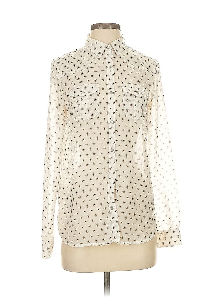 Pre-owned Mng Long Sleeve Blouse In White