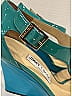Jimmy Choo 100% Patent Leather Color Block Teal Wedges Size EU 39 1/2 - photo 5