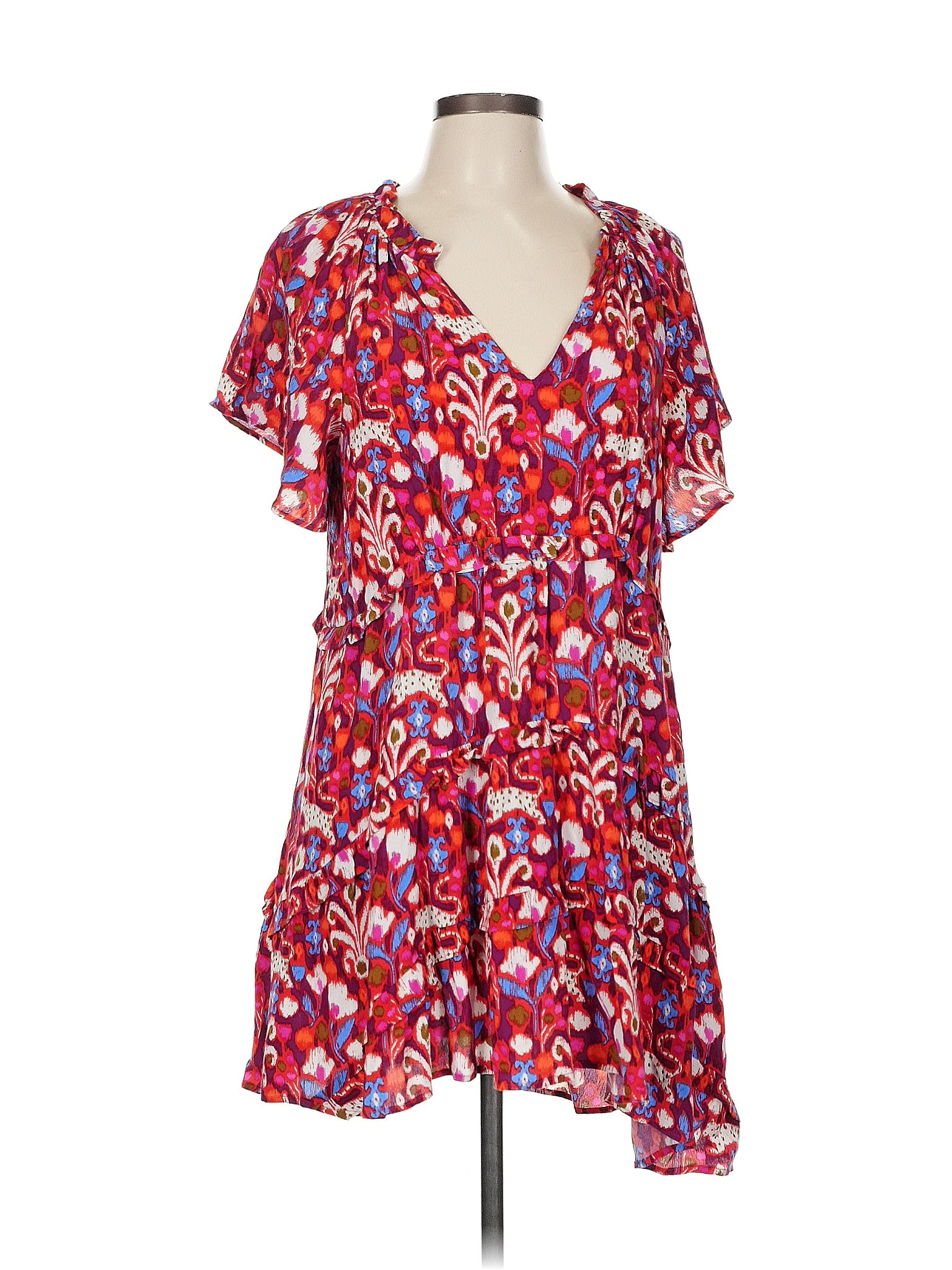 By Anthropologie Paisley Red Casual Dress Size M (petite)