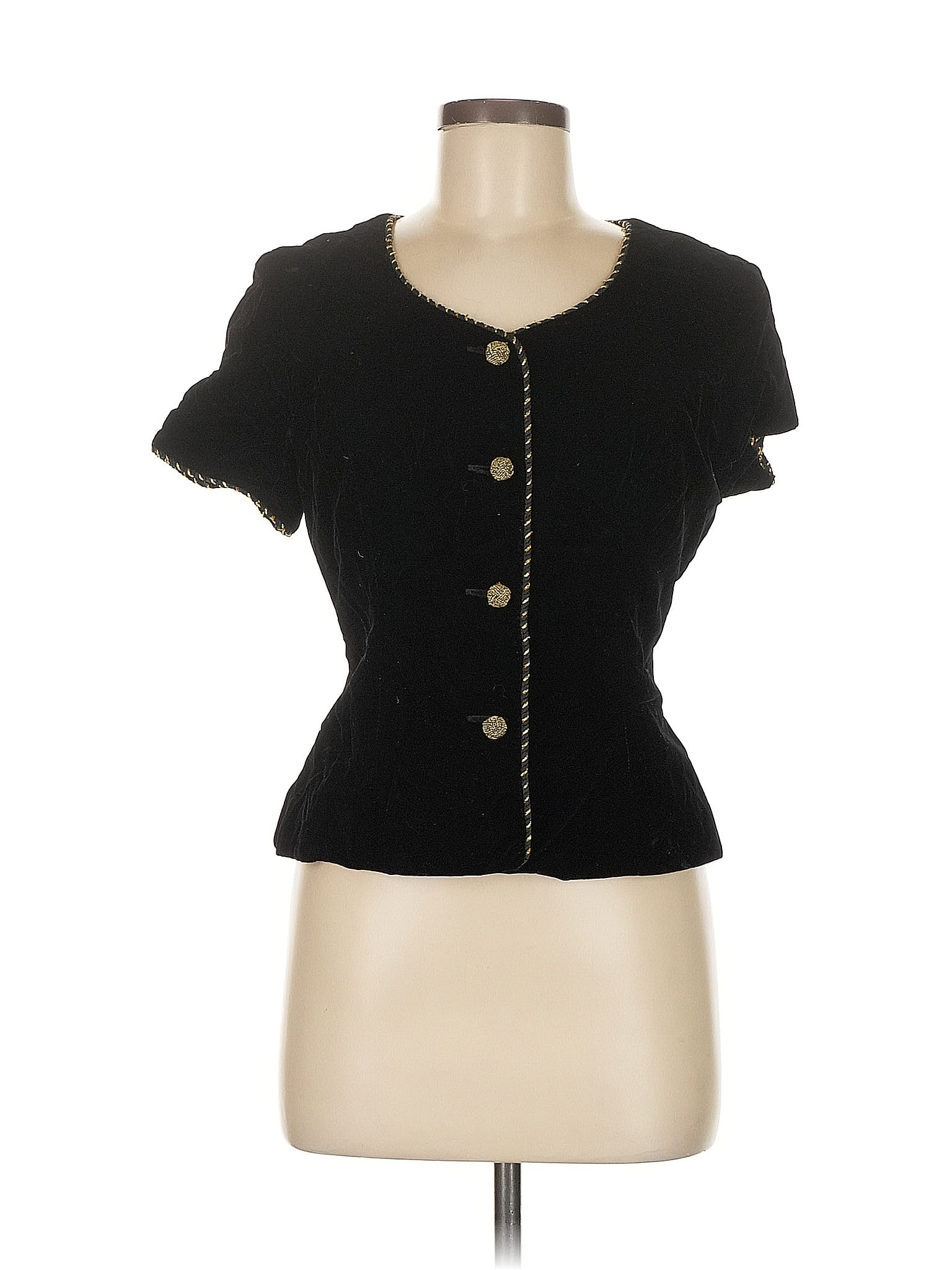 Maggy London Black Short Sleeve Top Size 6 (petite)