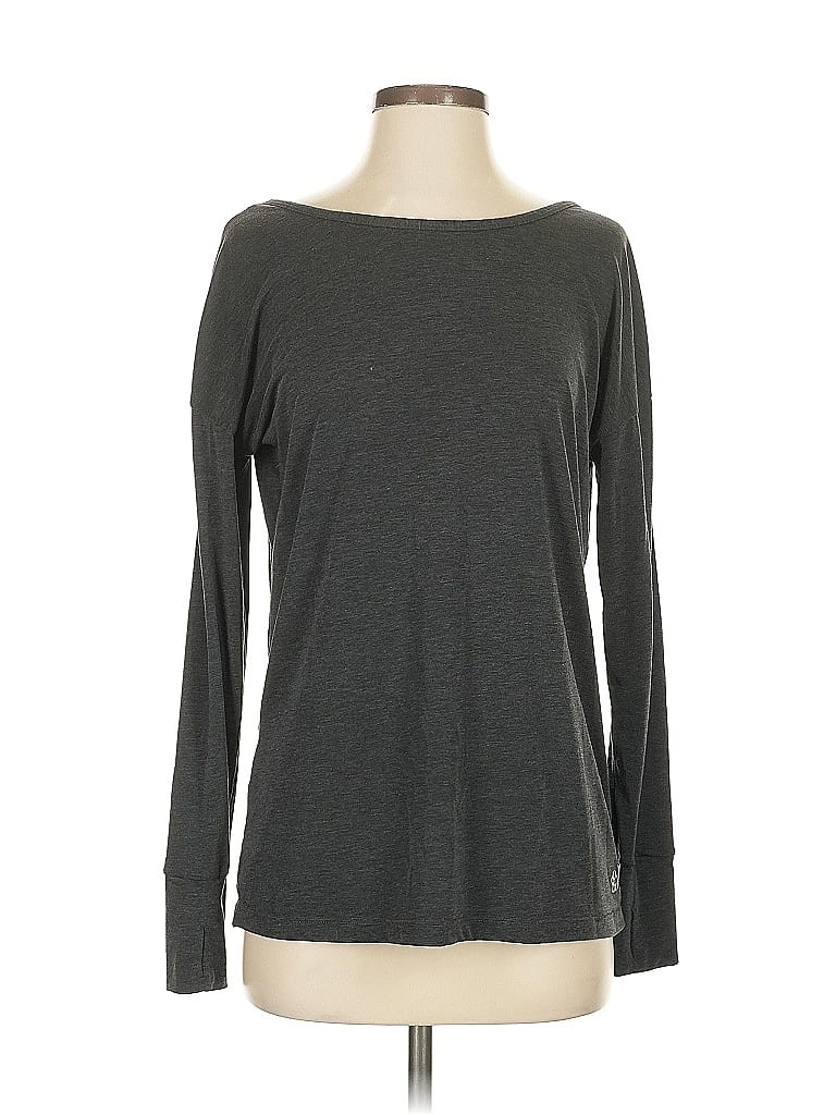 Pre-owned Peach Long Sleeve Top Gray Boatneck Tops