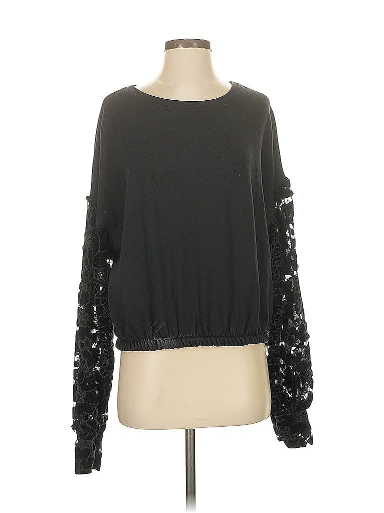 Pre-owned Zara W&b Collection Long Sleeve Top Black Crew Neck Tops