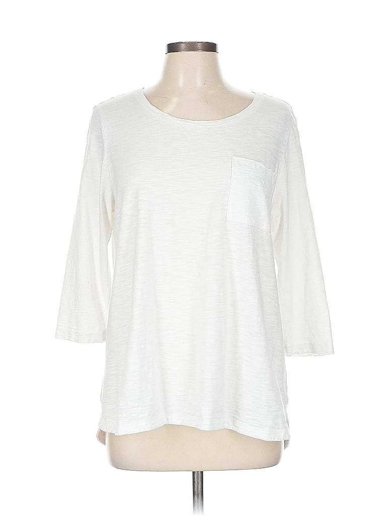 Pre-owned Chico's 3/4 Sleeve T-shirt In White