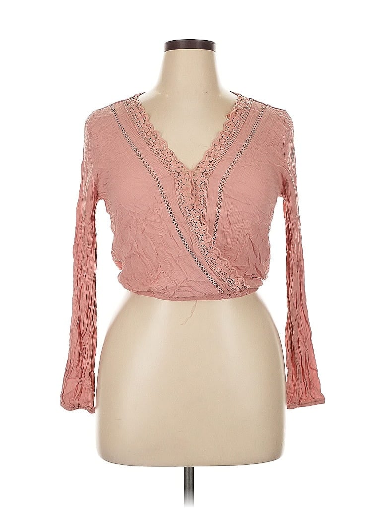 Ambiance 100% Rayon Pink Long Sleeve Blouse Size XL - photo 1