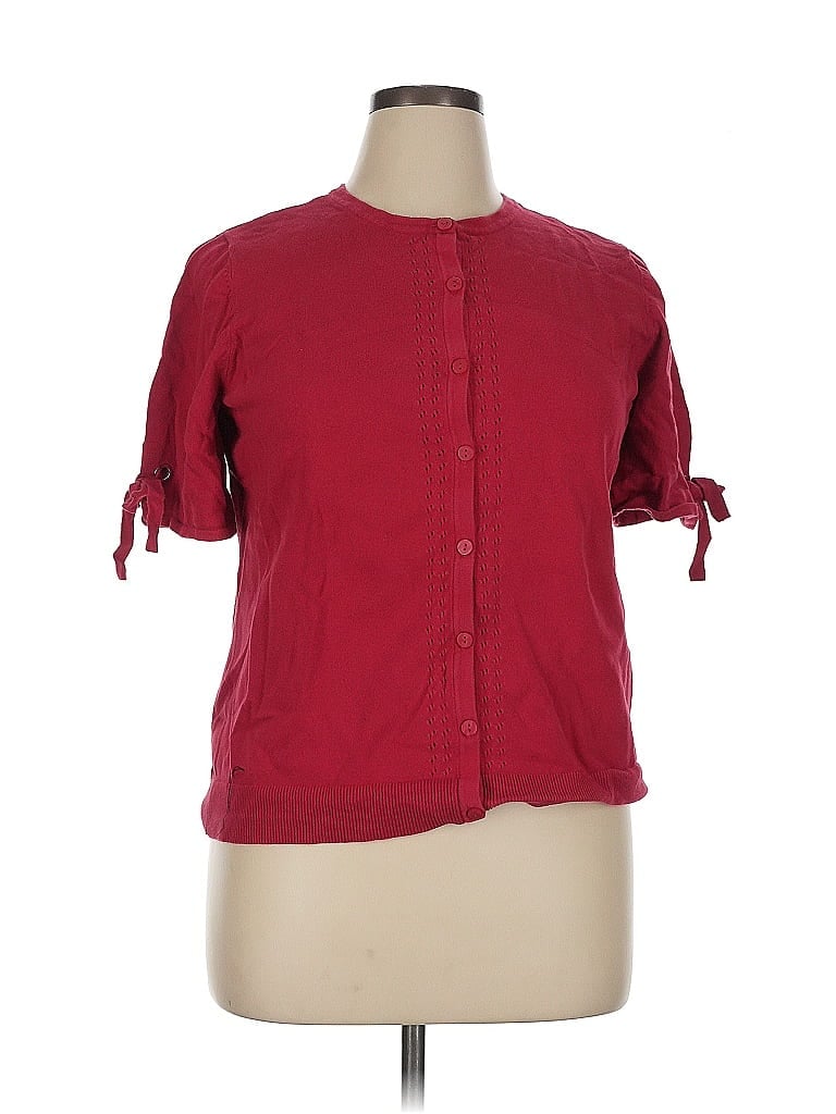 Pre-owned Christopher & Banks Short Sleeve Blouse In Burgundy