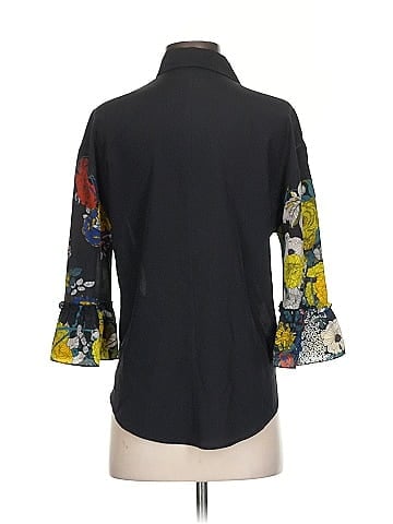 Sandro 3/4 Sleeve Silk Top (view 2)
