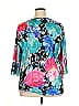 Roaman's 100% Polyester Floral Teal Green 3/4 Sleeve T-Shirt Size 18 - photo 2