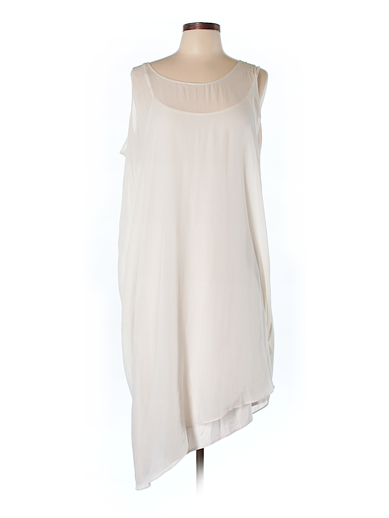 Eileen Fisher Solid Beige Casual Dress Size L (Petite) - 77% off | thredUP