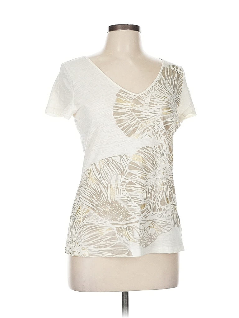 Talbots 100% Cotton Ivory Short Sleeve T-Shirt Size M - photo 1