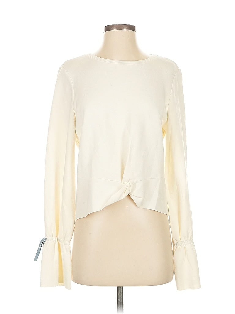 Pre-owned Dh New York Long Sleeve Top Ivory Boatneck Tops In White