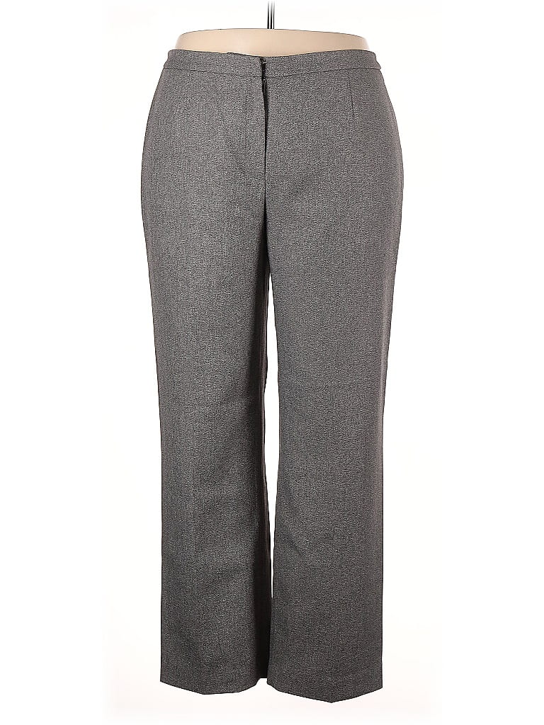 Le Suit 100% Polyester Chevron-herringbone Gray Dress Pants Size 16 - photo 1