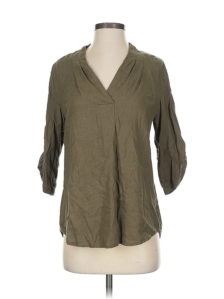 Pre-owned Calvin Klein 3/4 Sleeve Blouse In Green