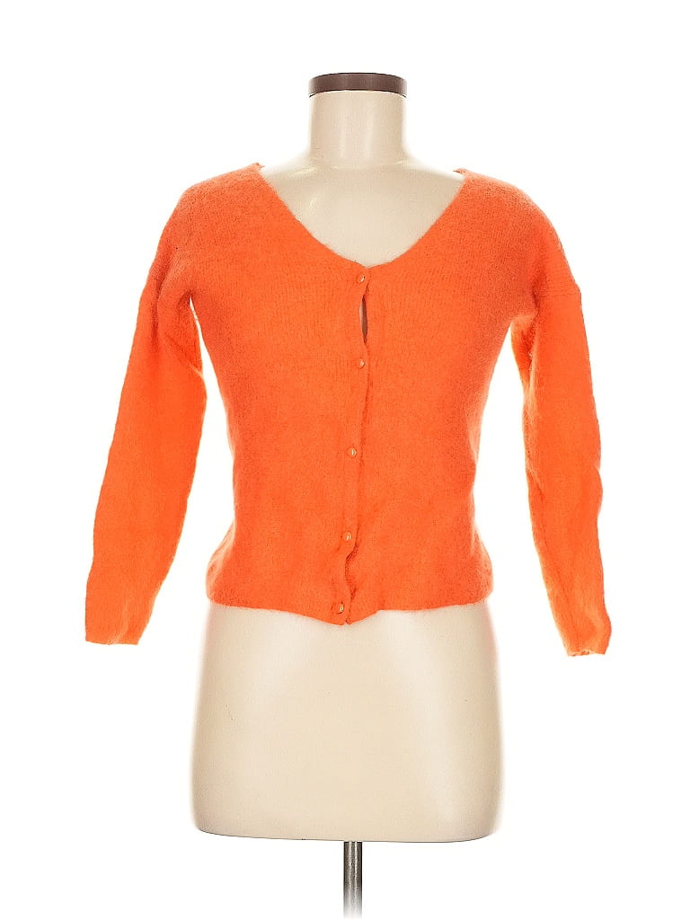 LA MAILLE SEZANE Paris 100% Polyester Orange Cardigan Size M - photo 1