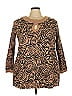 Roaman's 100% Cotton Brown 3/4 Sleeve Top Size 22 - photo 1