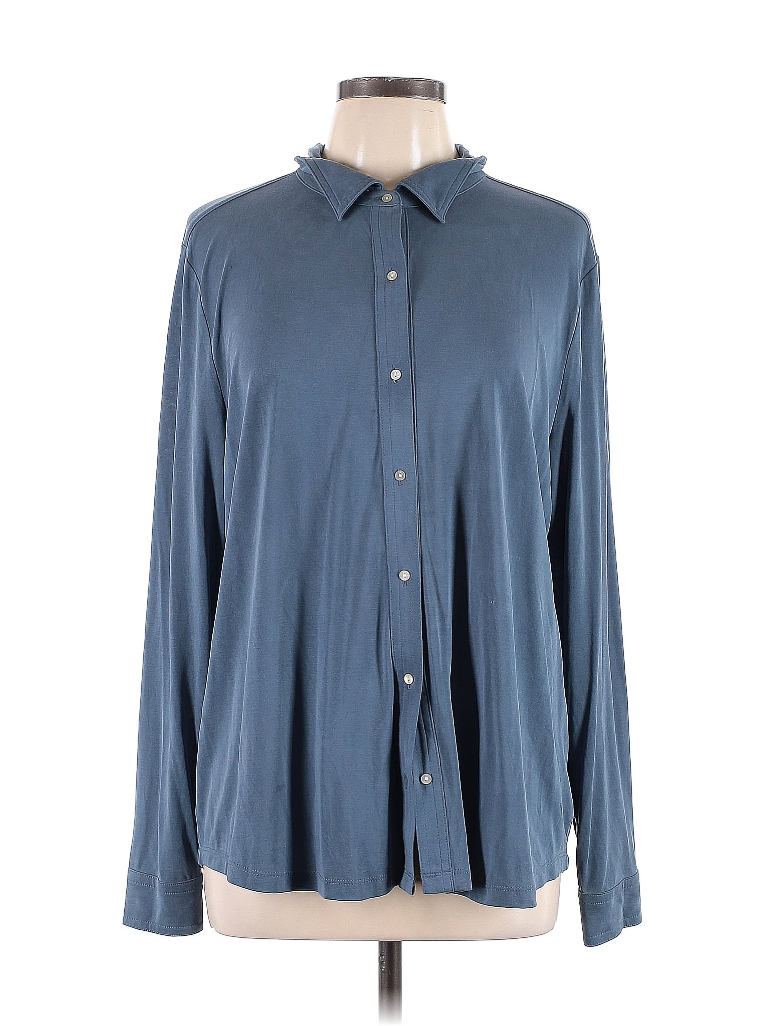 Lucky Brand Solid Blue Long Sleeve Button-Down Shirt Size XL
