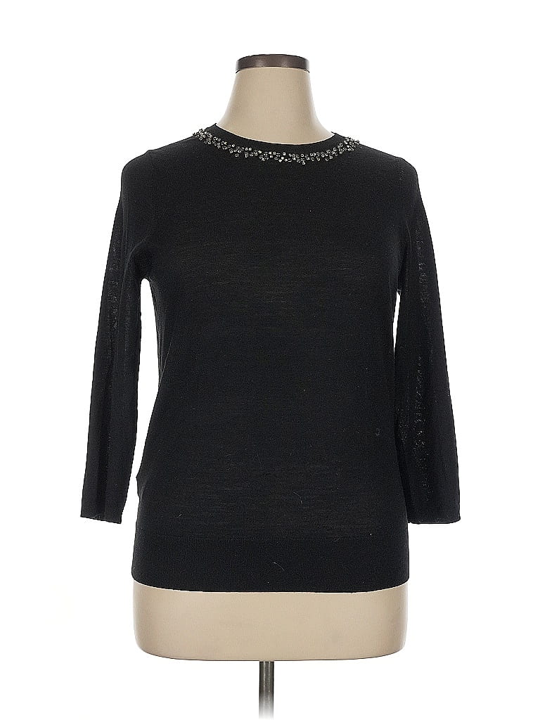 Click to view more detailed imagery on our partner's website Pre-owned Ann Taylor Loft 3/4 Sleeve Top Black Crew Neck Tops