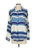 Chaser Stripes Blue 3/4 Sleeve Button-Down Shirt Size S - photo 1