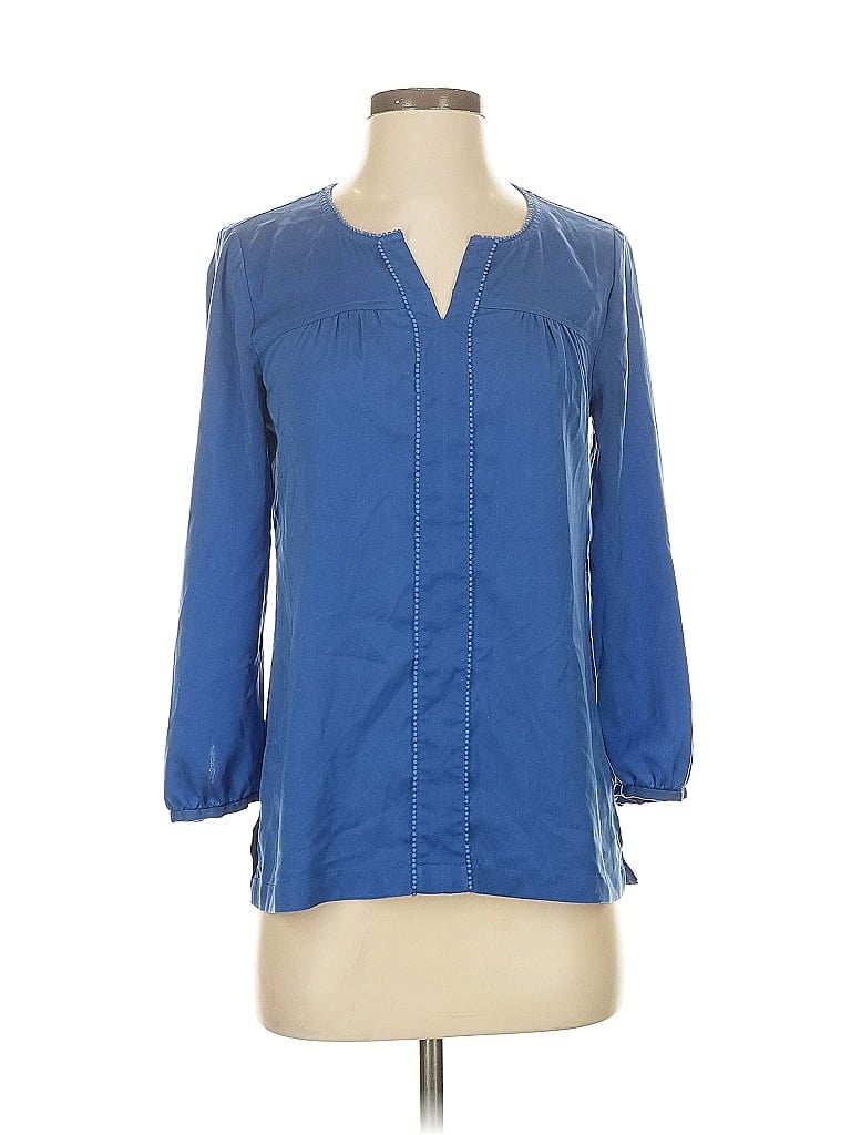 Pre-owned J.crew Factory Store 3/4 Sleeve Blouse In Blue