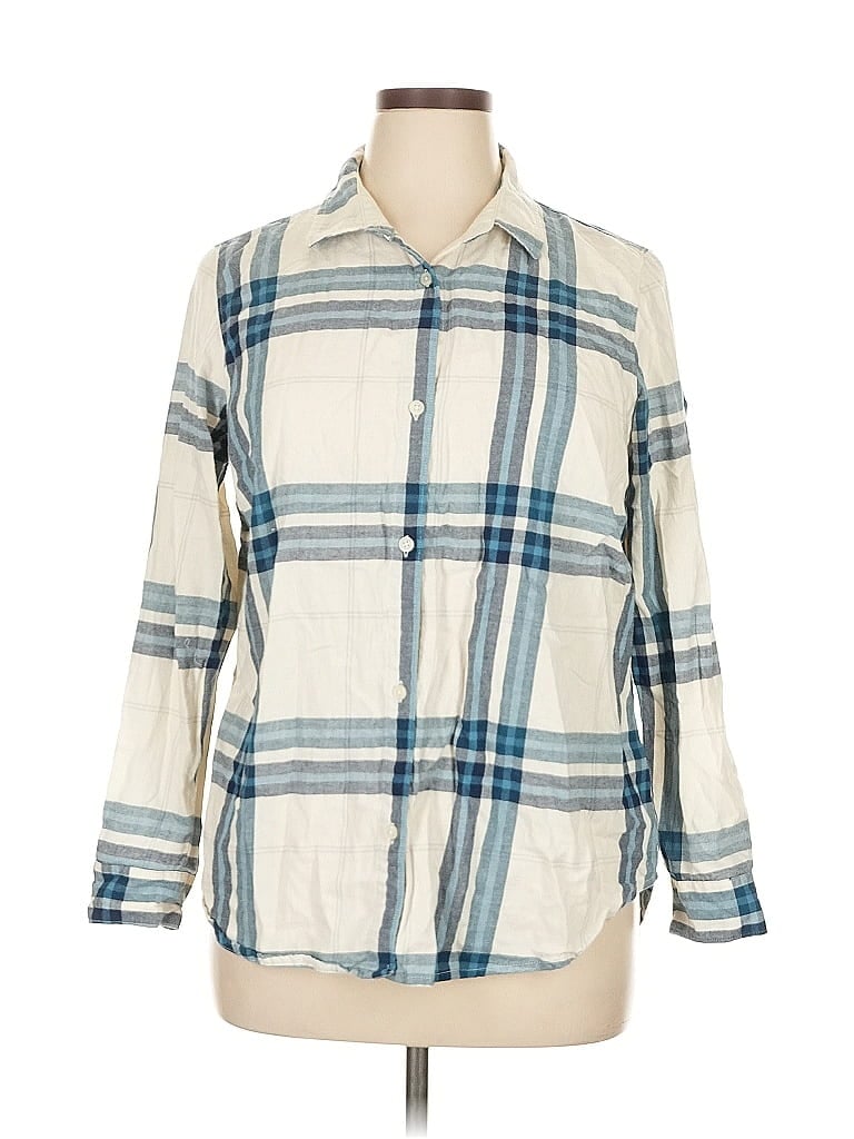 Pre-owned Old Navy 3/4 Sleeve Button Down Shirt In White