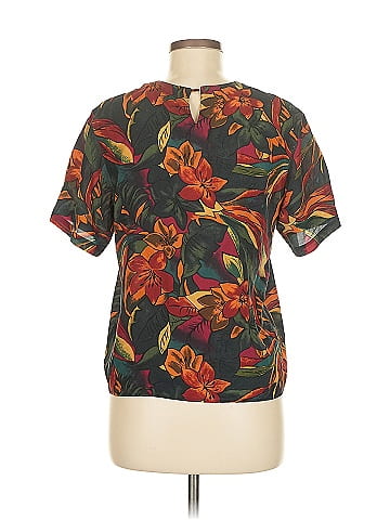 Oscar De La Renta Expressions Short Sleeve Silk Top (view 2)