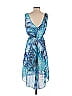 Studio Y 100% Polyester Print Blue Cocktail Dress Size S - photo 2