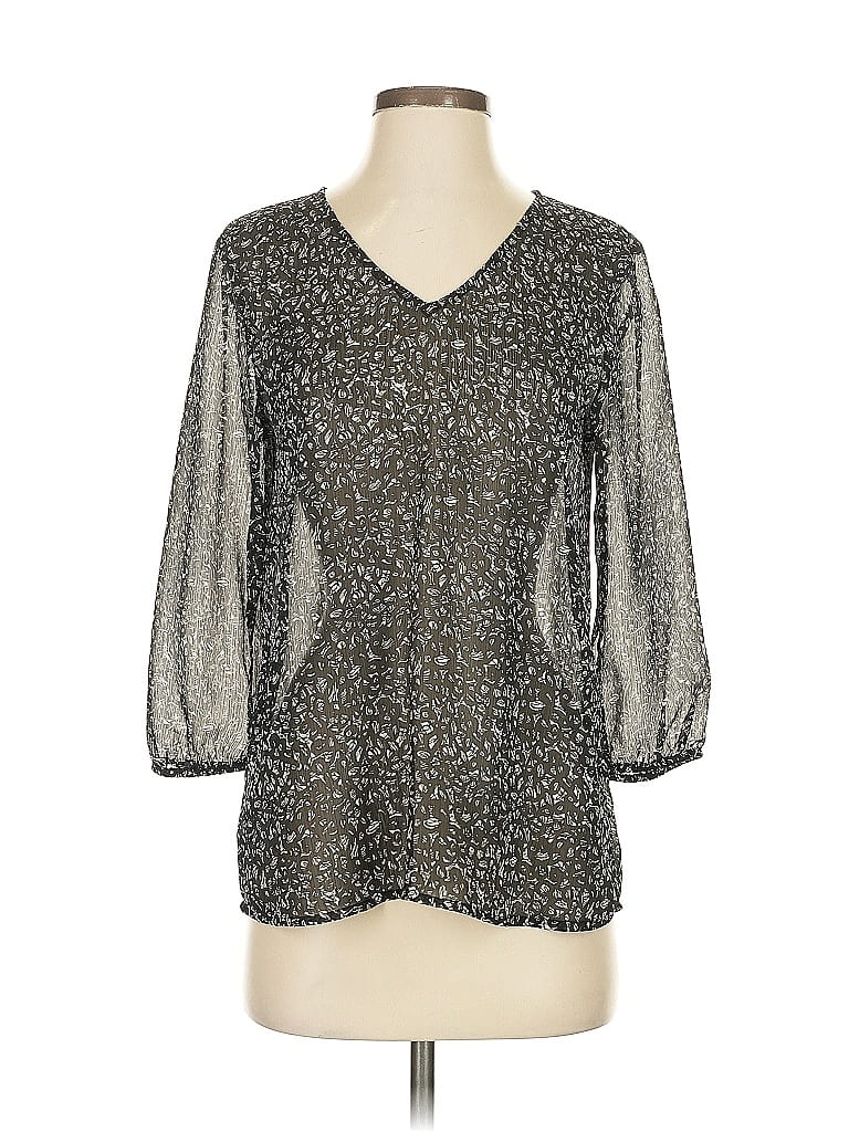 Pre-owned Ann Taylor 3/4 Sleeve Blouse In Silver