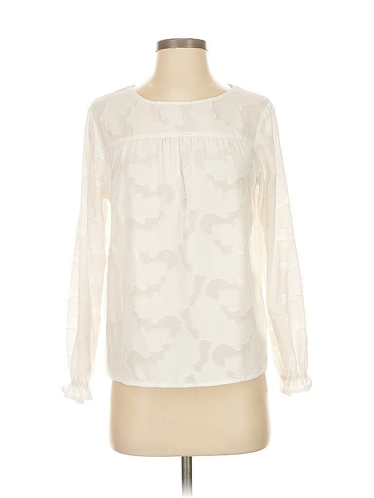 Pre-owned Banana Republic Factory Store Long Sleeve Blouse In White