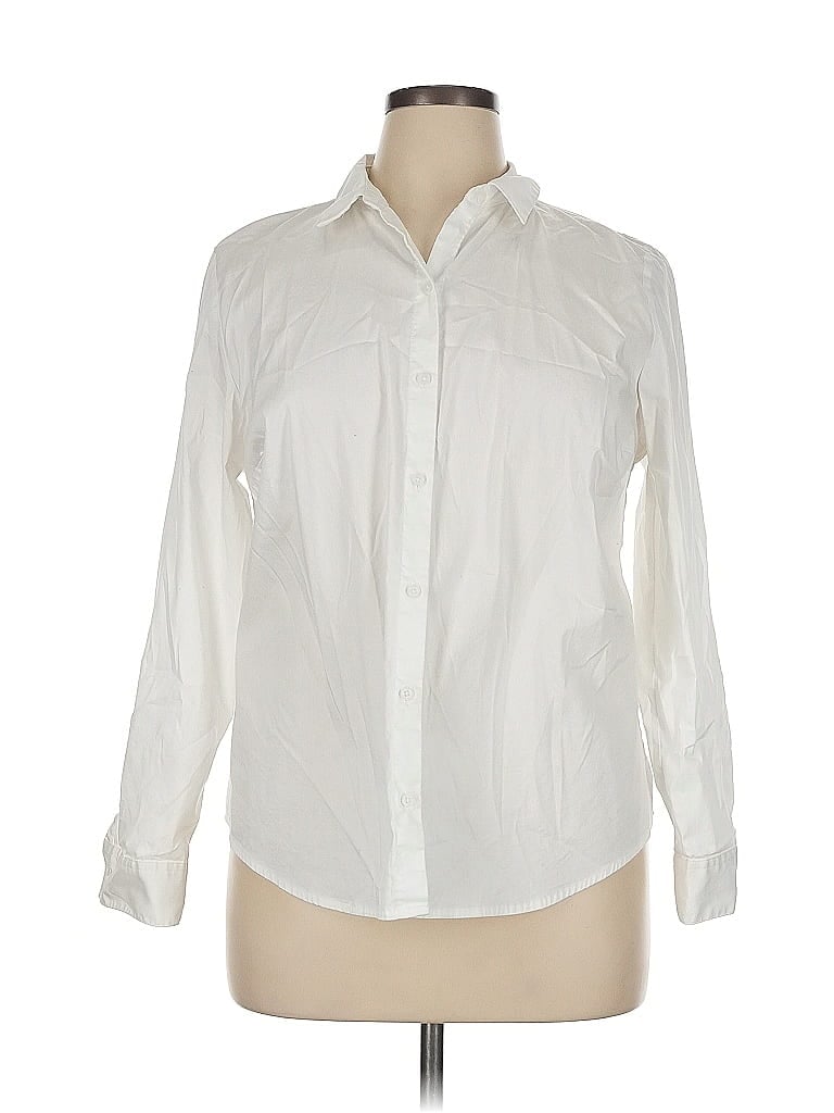 Pre-owned Apt. 9 Long Sleeve Button Down Shirt In White