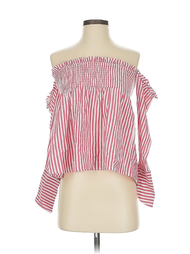 Pre-owned L'academie Los Angeles 3/4 Sleeve Blouse In Red