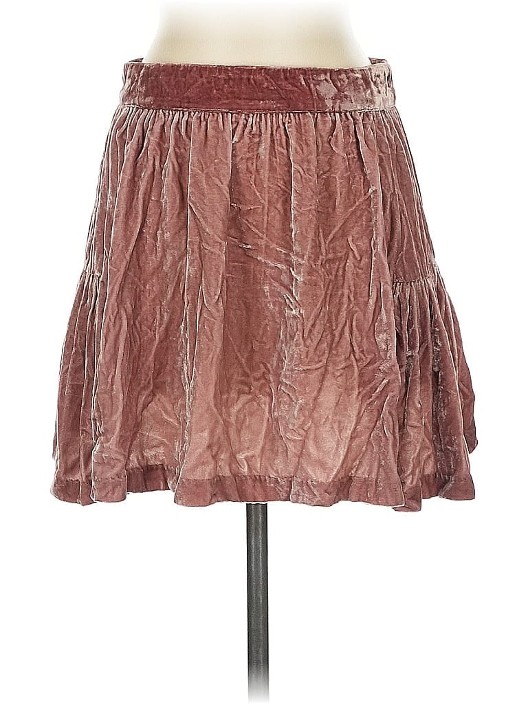 Pre-owned Madewell Silk Skirt In Burgundy