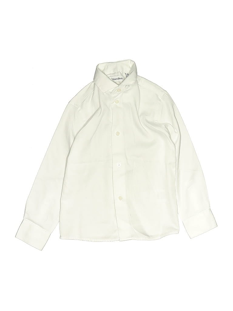 Pre-owned Calvin Klein Kids' Long Sleeve Button Down Shirt In White