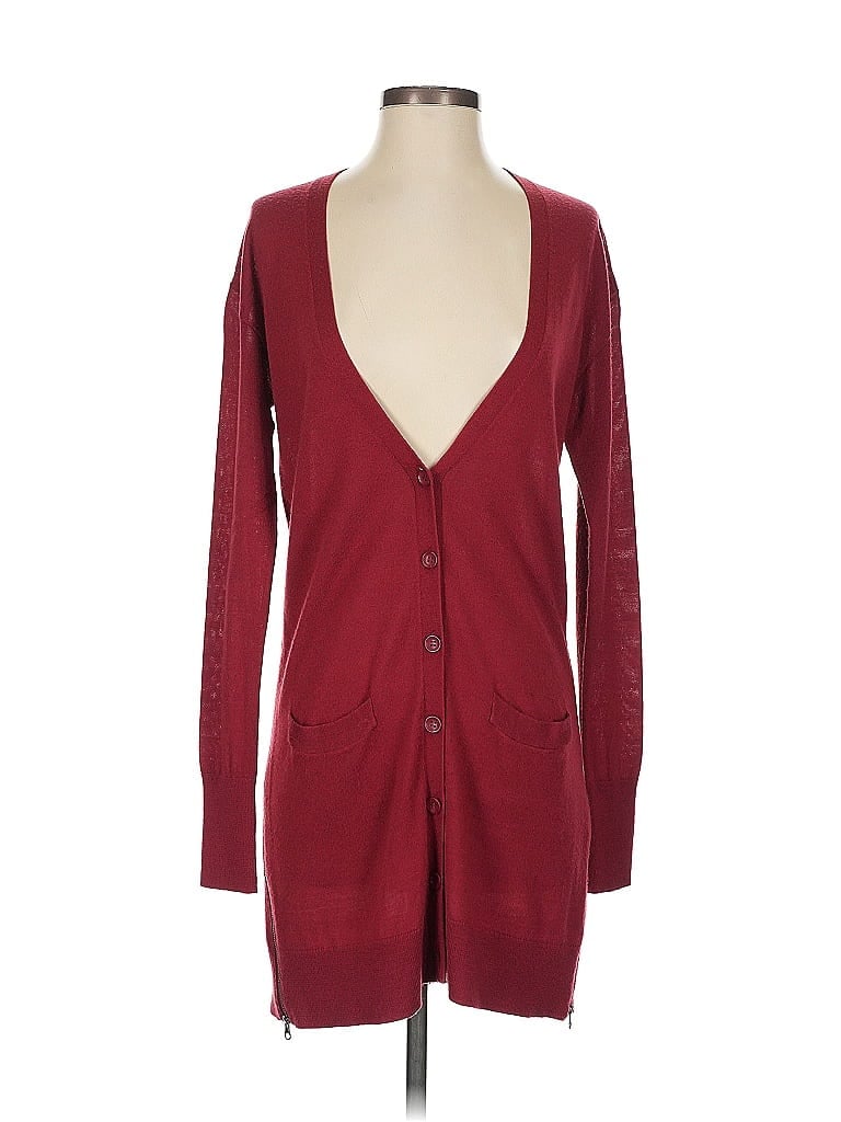 Pre-owned Halogen Cardigan Sweater In Burgundy
