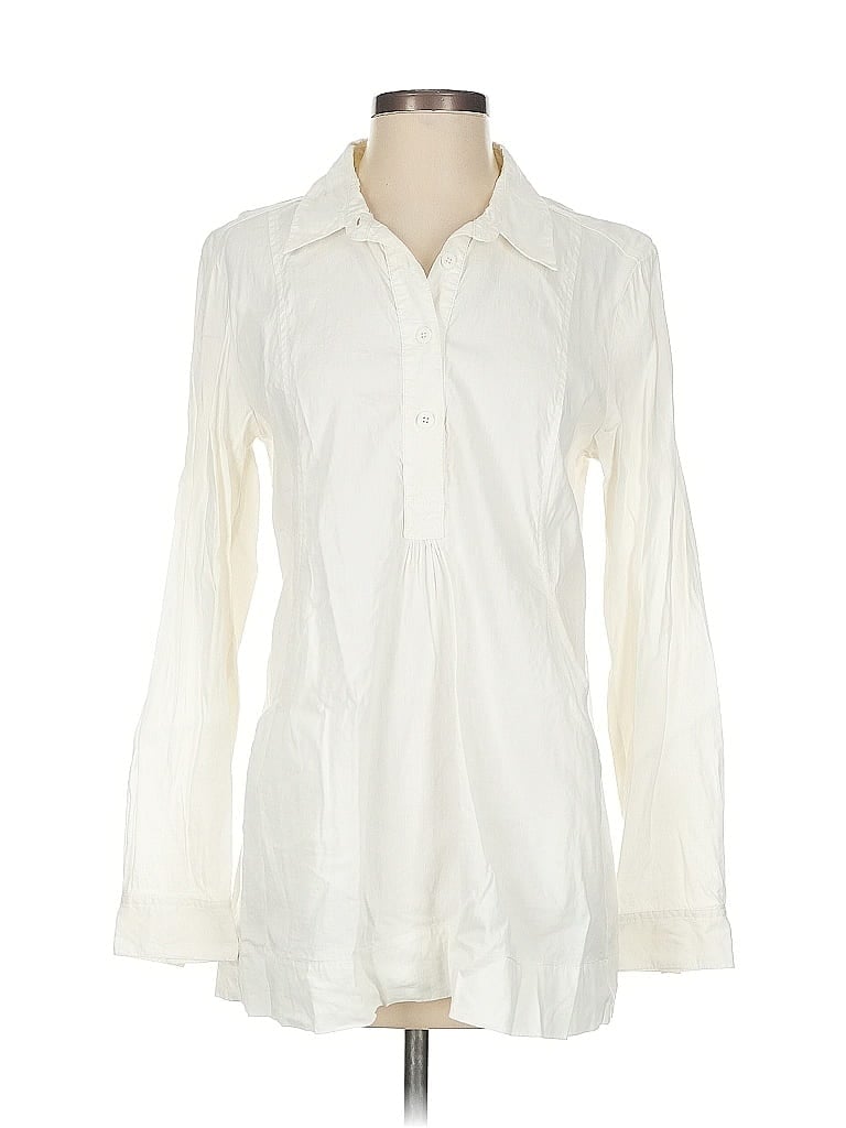 Pre-owned Eileen Fisher Long Sleeve Blouse In White