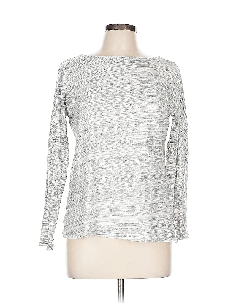 Pre-owned Ann Taylor Loft Outlet Long Sleeve T-shirt In Silver