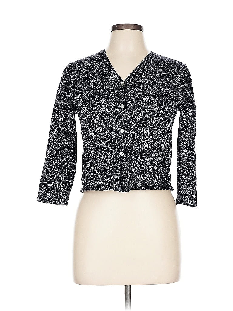 Pre-owned Dkny 3/4 Sleeve Button Down Shirt In Gray